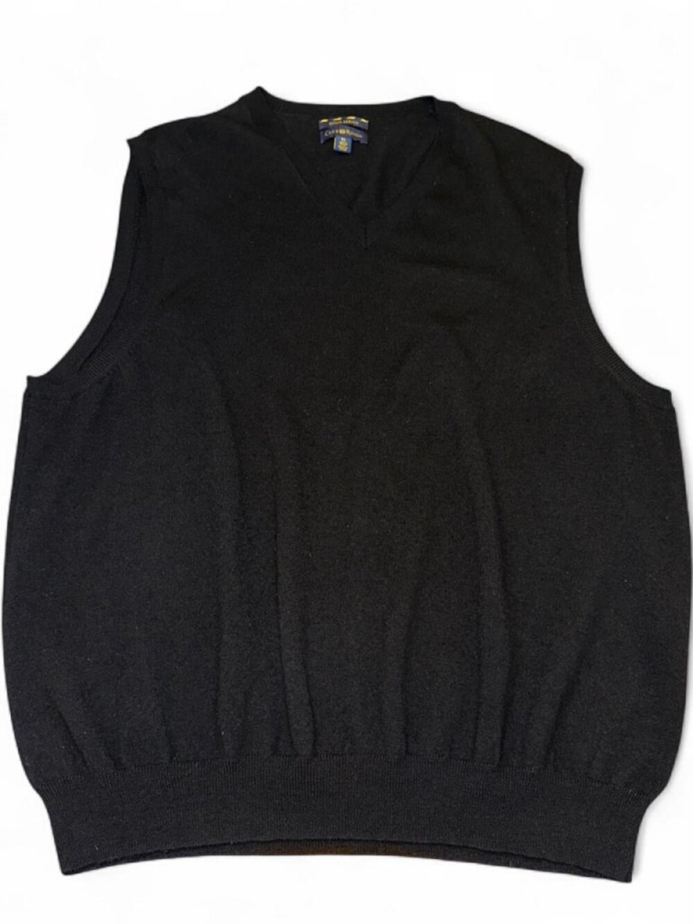 Men’s Estate Merino Club Room Wool Sweater Vest Black V-neck